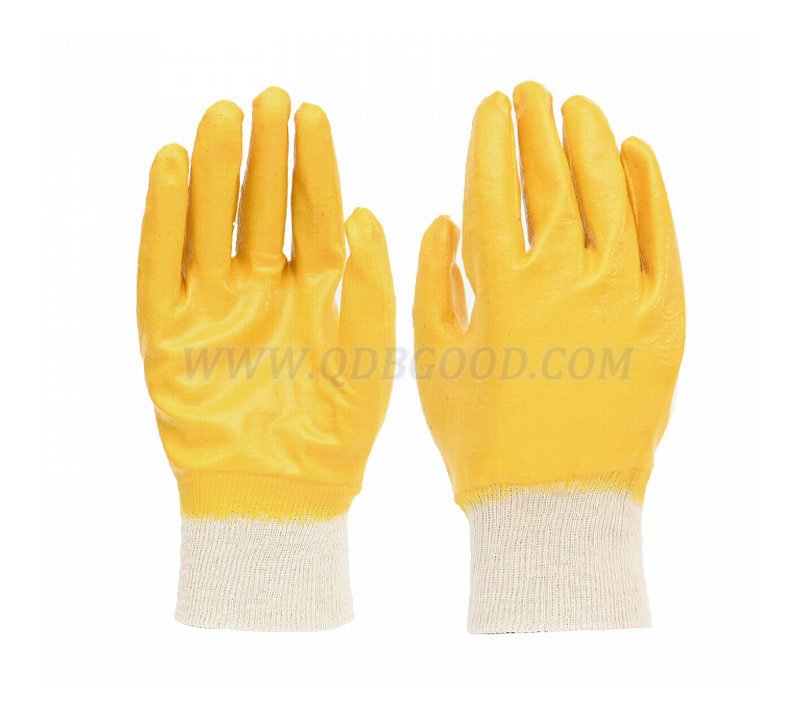 cotton interlock shell latex half coated glove crinkle palm knit wrist 