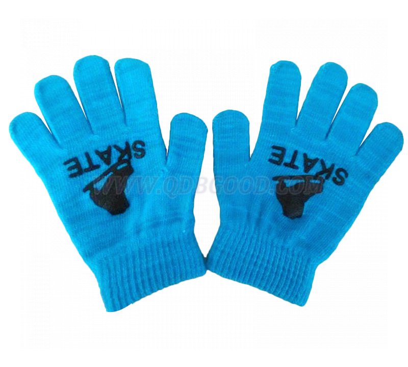 100% acryic knitted  pvc dotted kids winter ski glove 