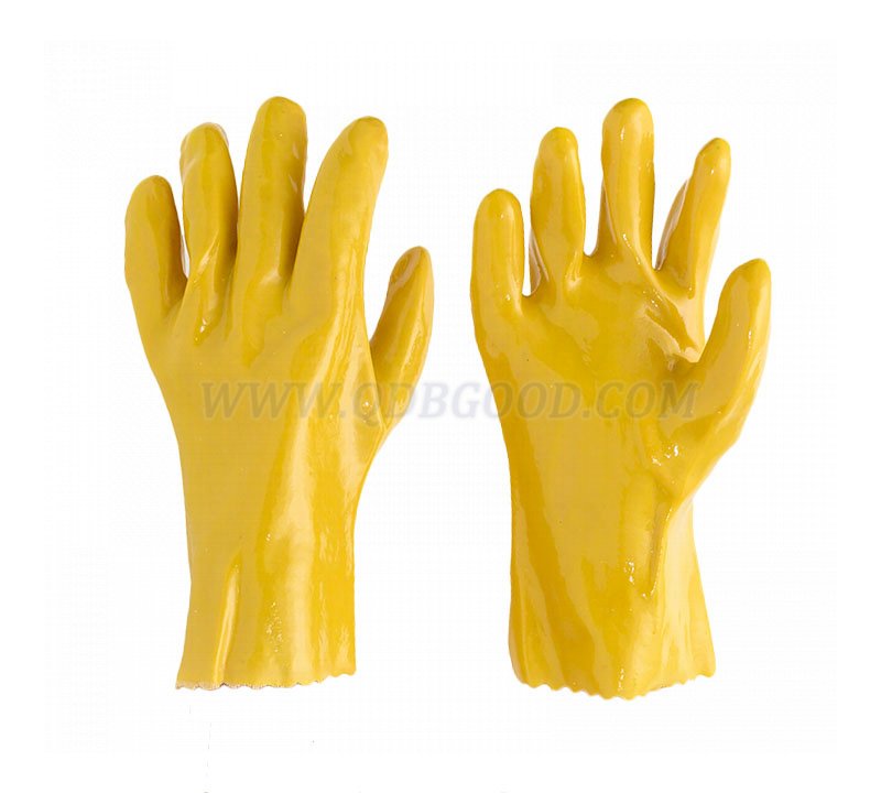 27cm pvc coated glove cotton warm interlock oil resistant smooth finish palm