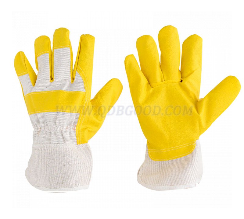 10.5 inch pu leather working glove with polyester cotton palm lining 