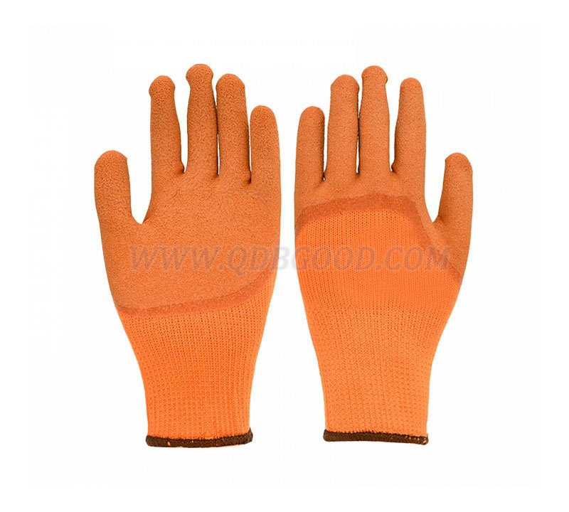 winter fleecy seamless napping liner latex half coated glove micro foam sandy finish palm