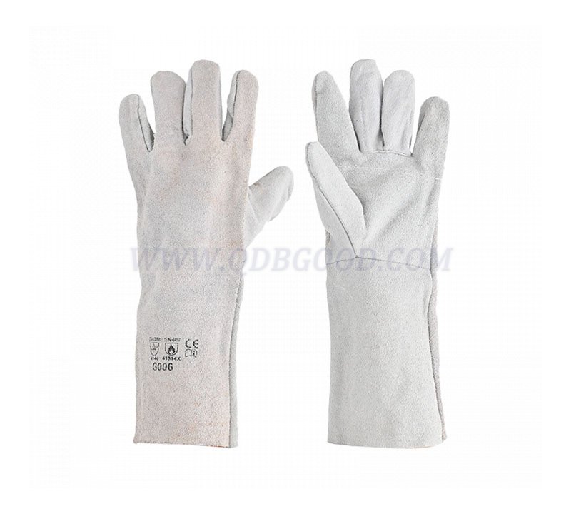 16 inch premium quality leather welding glove inside reinforced palm without lining 