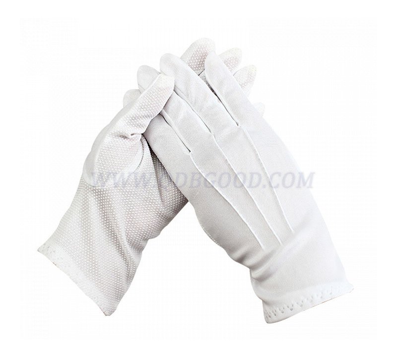 White cotton pvc dotted formal etiquette nspection glove