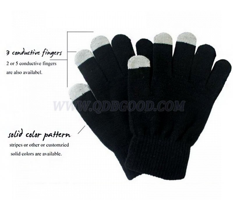 Touch screen glove for smart phone 100% acryic knitted glove