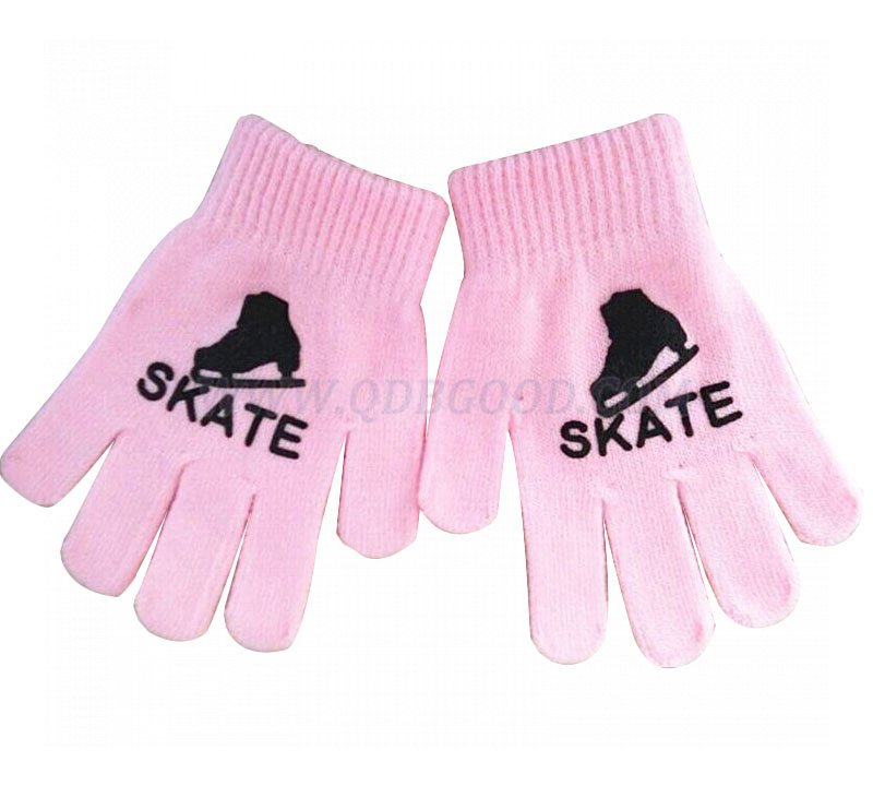 100% acryic knitted  pvc dotted kids winter ski glove 