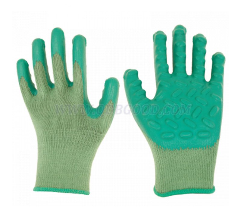 10g cotton shell latex palm coated anti-vibration dotted glove