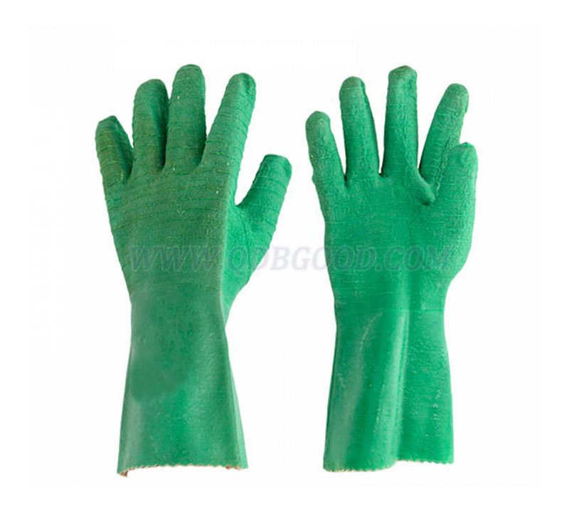 Neoprene chemical glove cotton lining anti-slip wrinkle finished palm