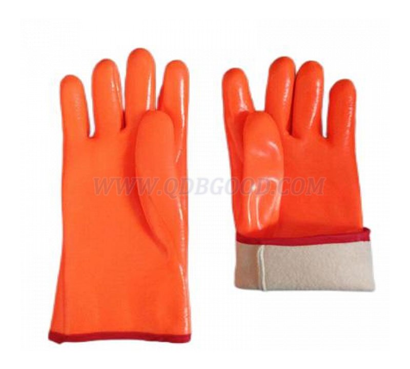 12”fluorescent orange anti-cold PVC coated glove open cuff