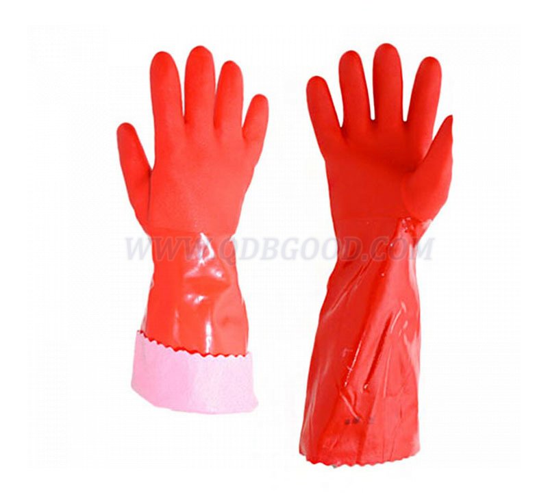 40cm red PVC coated glove open cuff