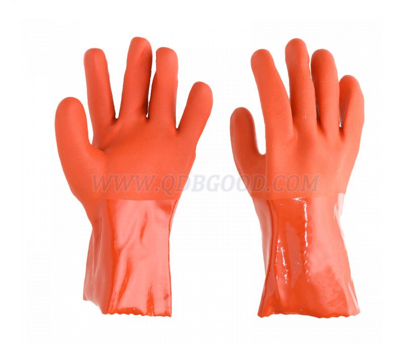 27cm  red PVC coated glove open cuff