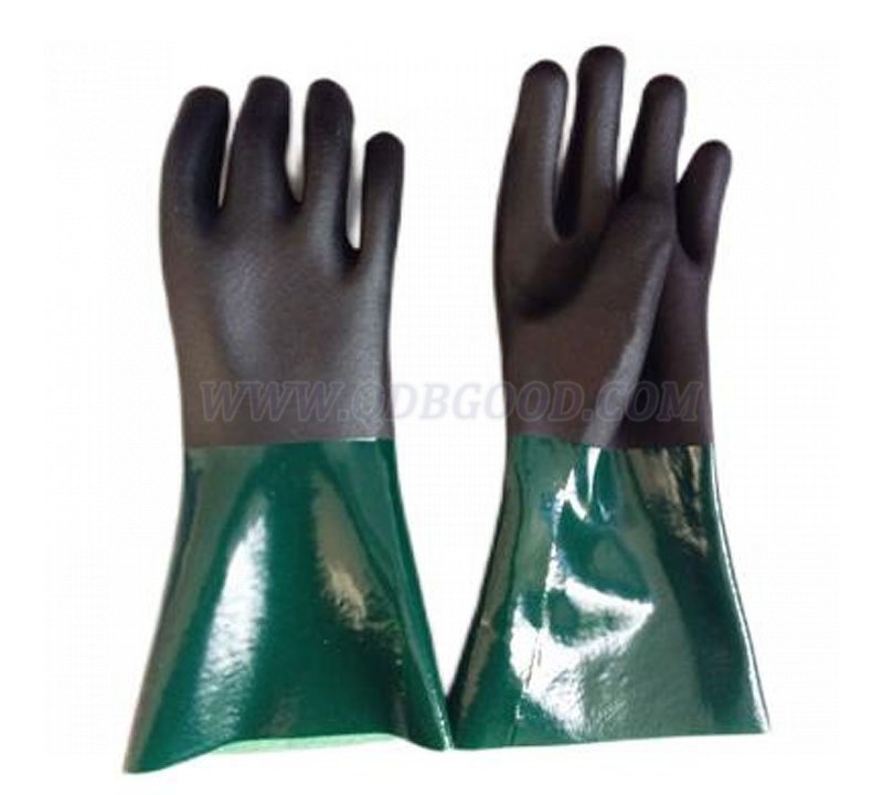 14” PVC double dipped glove open cuff