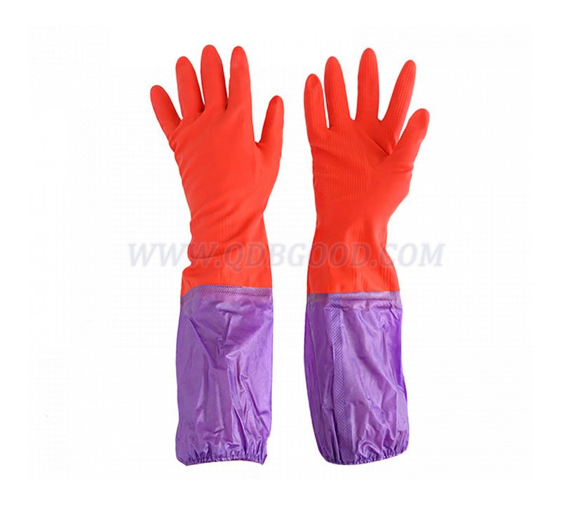 Long sleeve household rubber glove splicing PU cuff